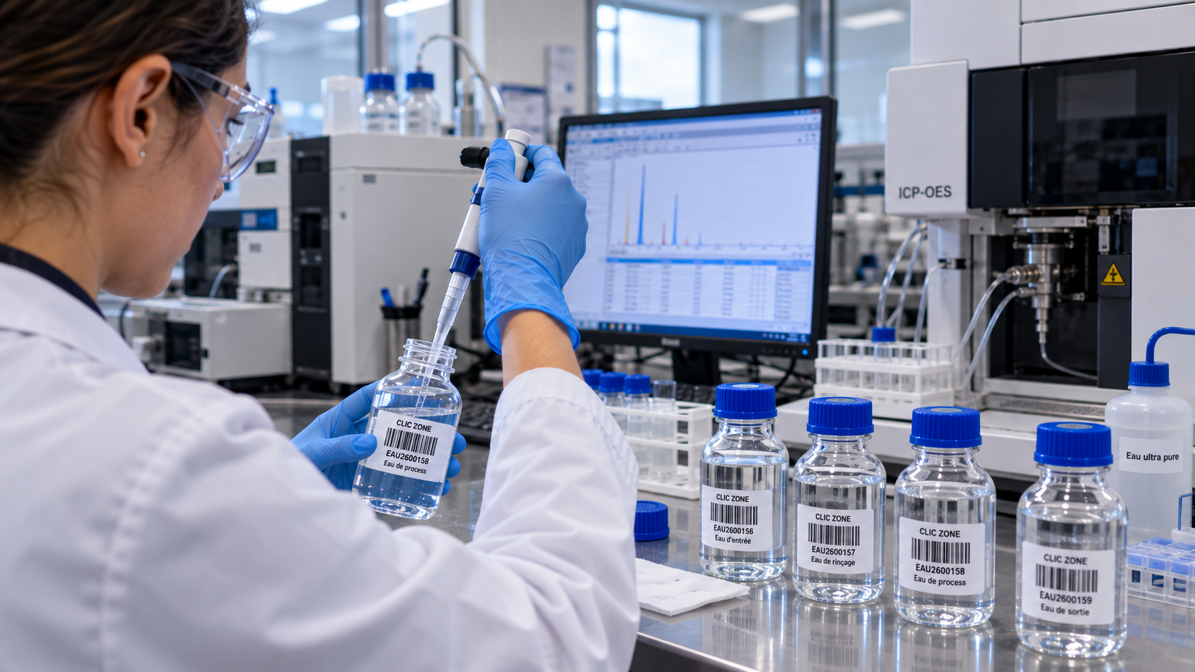 Analyse d'eau au laboratoire CLIC LAB